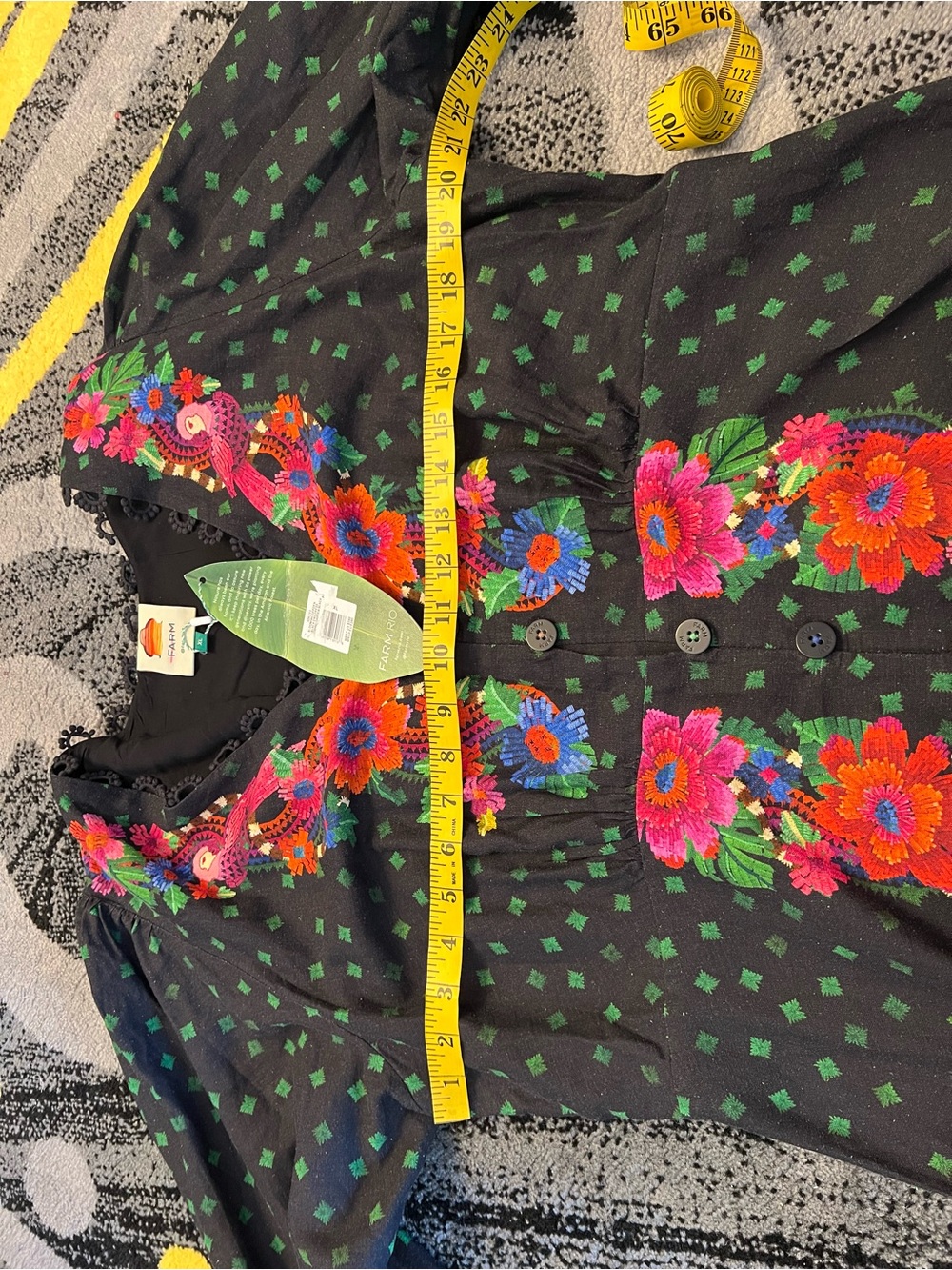 FARM Rio Blooming Gardens Black Maxi Kaftan Dress with Floral Print XL - Picture 10 of 16